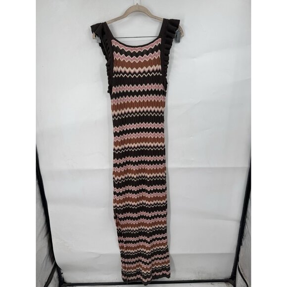 Heartloom Bennet Knit Maxi Dress Women Large Colorful Ruffle Retro Y2K NEW - Picture 3 of 9